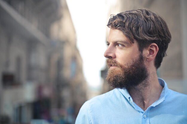 portrait of  a young man in the street