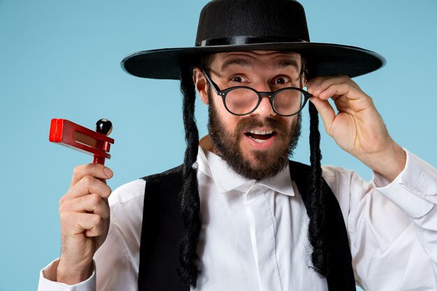 Portrait of a young orthodox Hasdim Jewish man with