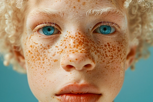 Portrait of young people with freckles and beauty marks