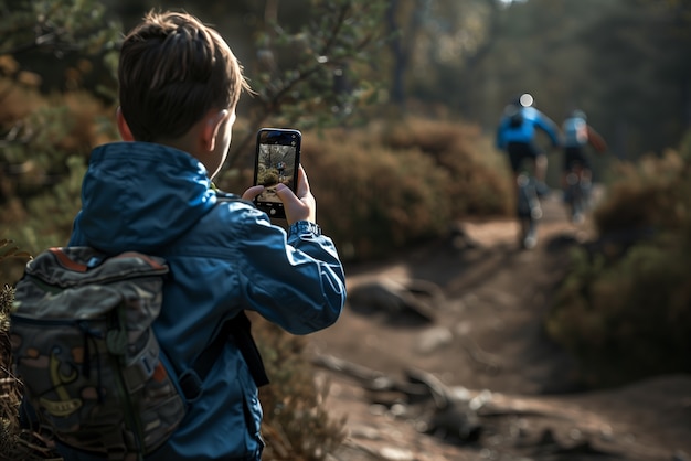 Portrait of young person holding camera device for world photography day