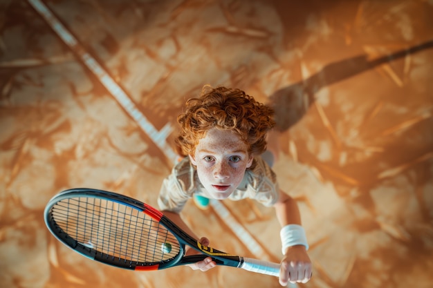 Free photo portrait of young person playing professional tennis