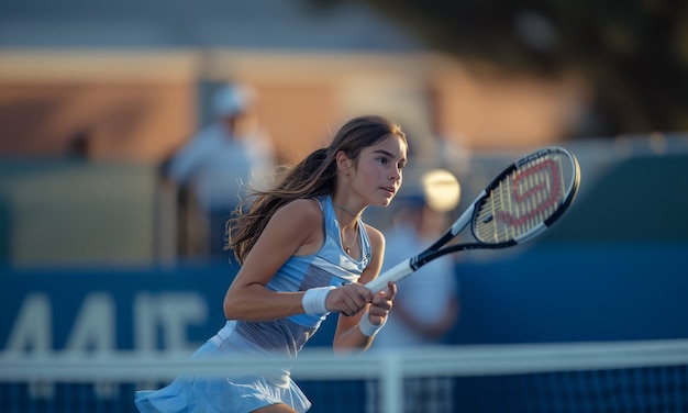 Portrait of young person playing professional tennis