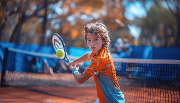 Portrait of young person playing professional tennis