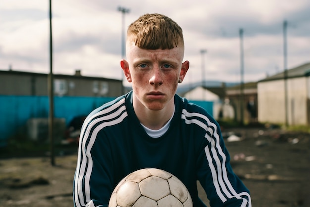 Free photo portrait of young soccer player