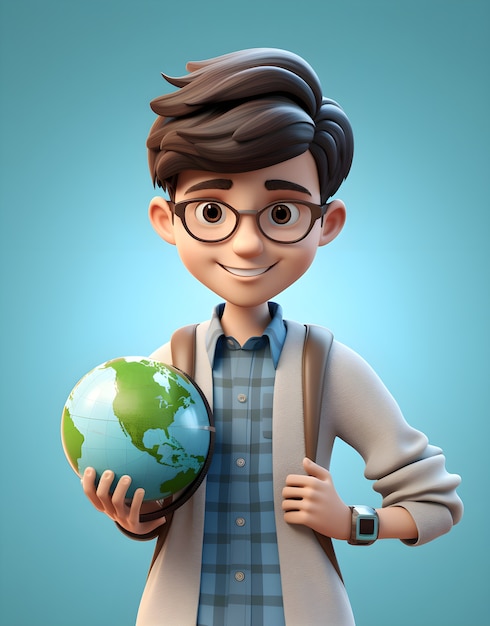 Free Photo portrait of young student with globe for education day