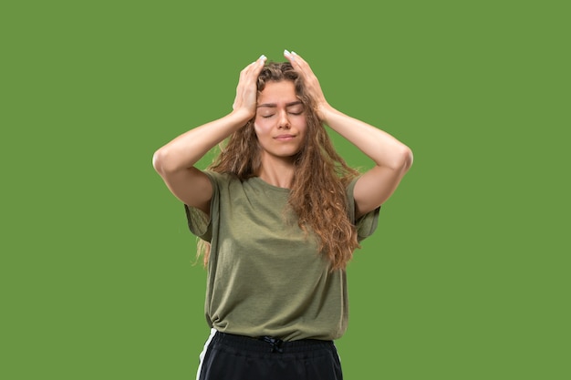 Free Photo portrait of young teen girl with headache