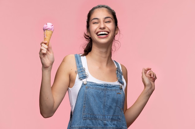 Portrait of young teenage girl with ice cream