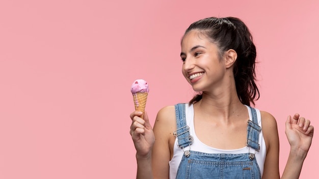 Portrait of young teenage girl with ice cream