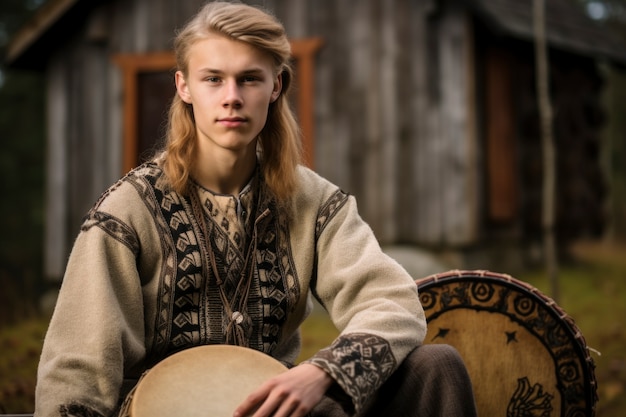 Free photo portrait of young viking children