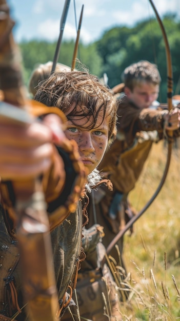 Portrait of young viking children