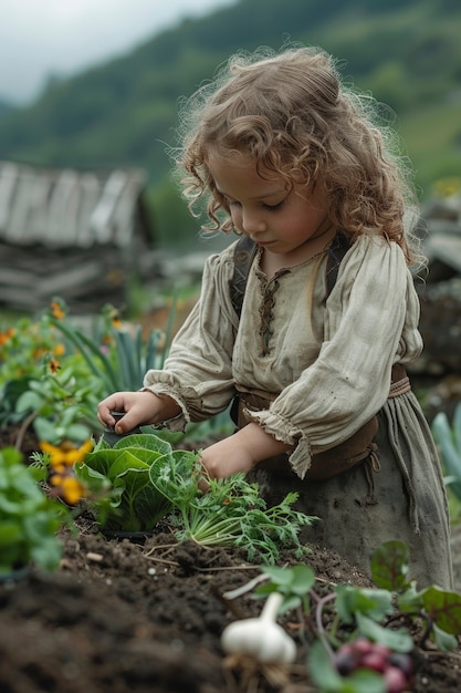 Portrait of young viking children