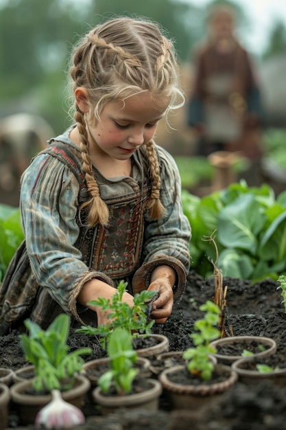 Free photo portrait of young viking children