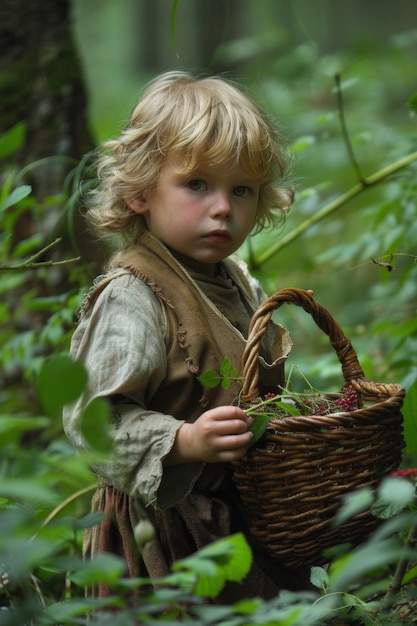 Free photo portrait of young viking children