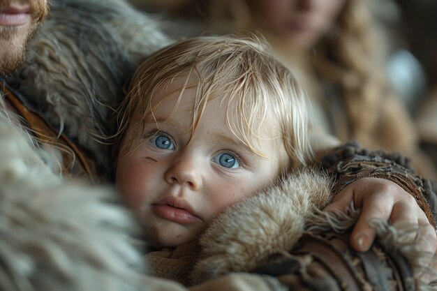 Portrait of young viking children