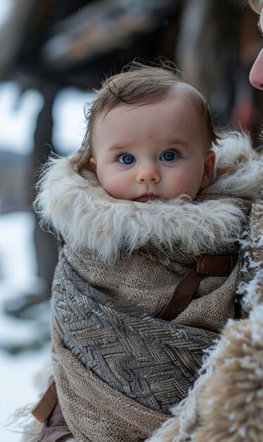 Portrait of young viking children