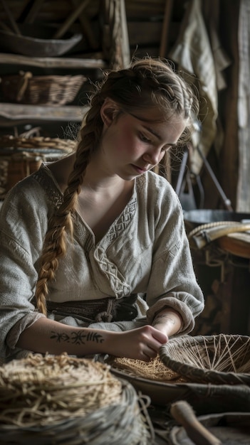 Portrait of young viking children