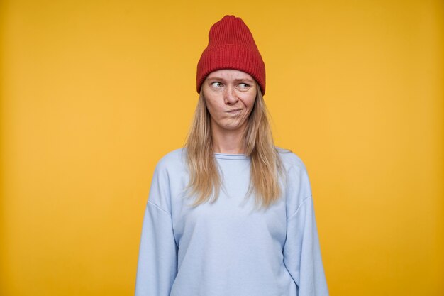 Portrait of a young woman goofing around