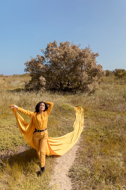 Portrait of young woman in nature