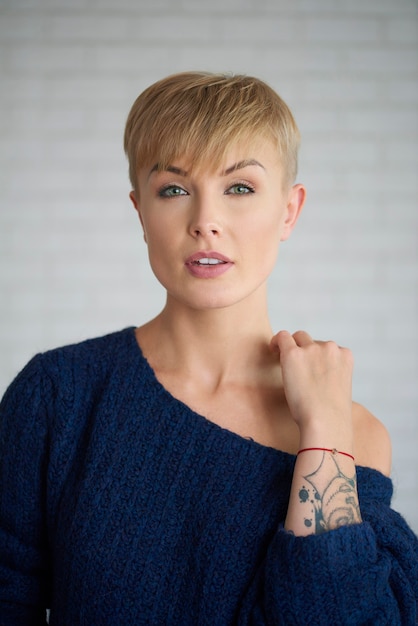 Portrait of young woman at studio shot