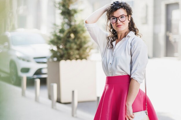 Portrait of a young woman wearing eyeglasses