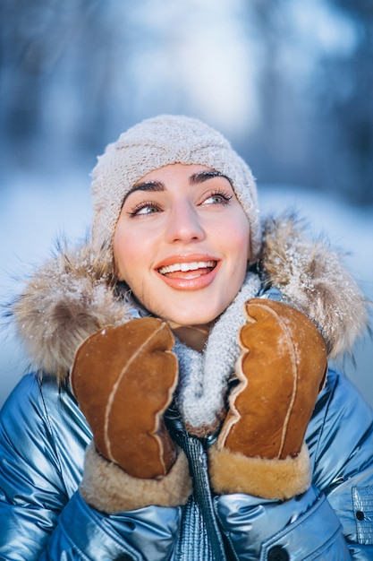 Portrait of young woman in winter jacket 