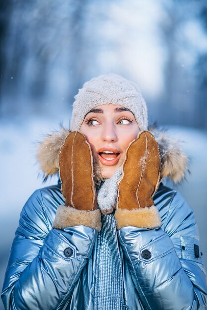 Portrait of young woman in winter jacket 