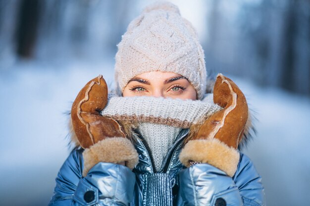 Portrait of young woman in winter jacket 