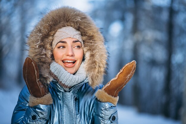 Portrait of young woman in winter jacket