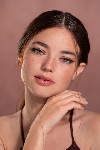 Portrait of young woman with natural make up