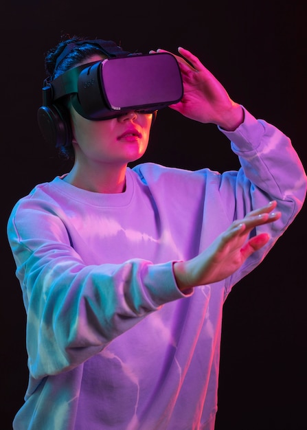 Portrait young woman with vr glasses