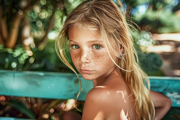 Portrait of youth with freckles and beauty marks