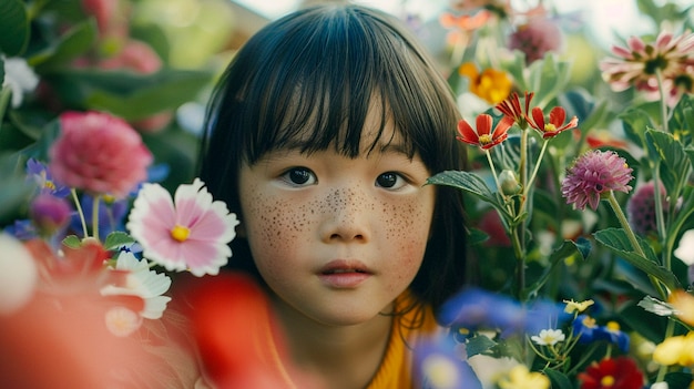 Portrait of youth with freckles and beauty marks