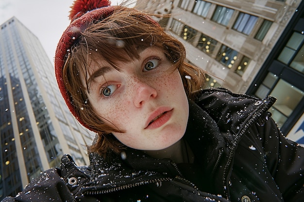 Portrait of youth with freckles and beauty marks