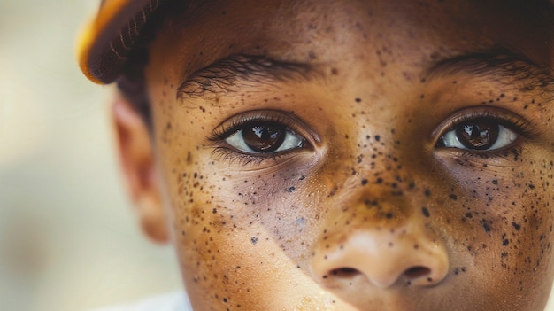 Free Photo portrait of youth with freckles and beauty marks