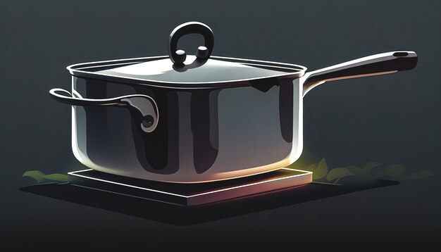 Pot with lid for the kitchen generative AI