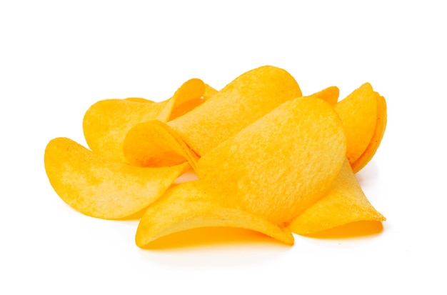 Potato chips isolated on white background