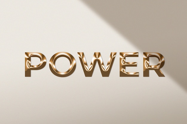 Free Photo power word in metallic gold style