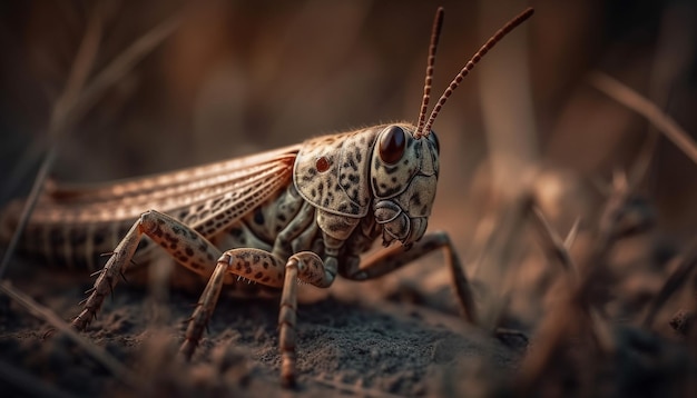 Praying mantis sitting on green leaf outdoors generated by AI