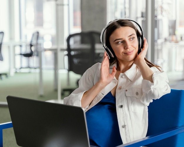 Pregnant woman working in a company