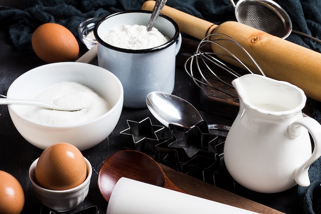 Preparation baking kitchen ingredients for cooking