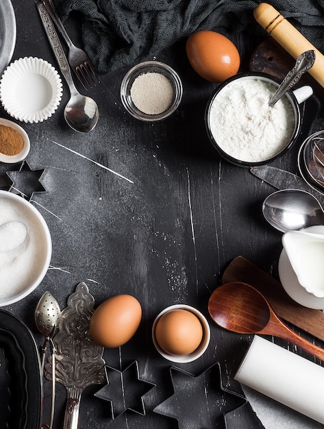 Preparation baking kitchen ingredients for cooking