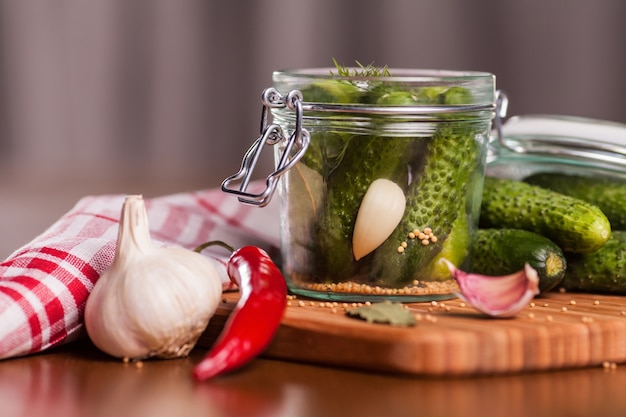 Preparation of homemade pickled cucumbers