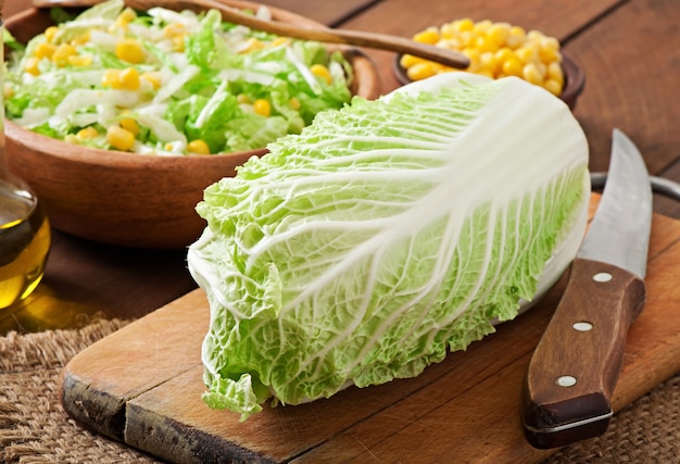 Preparation of salad from Chinese cabbage