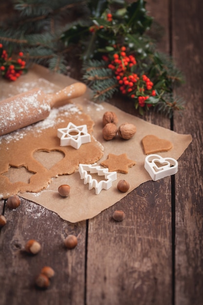 Preparing of Christmas peanut cookies