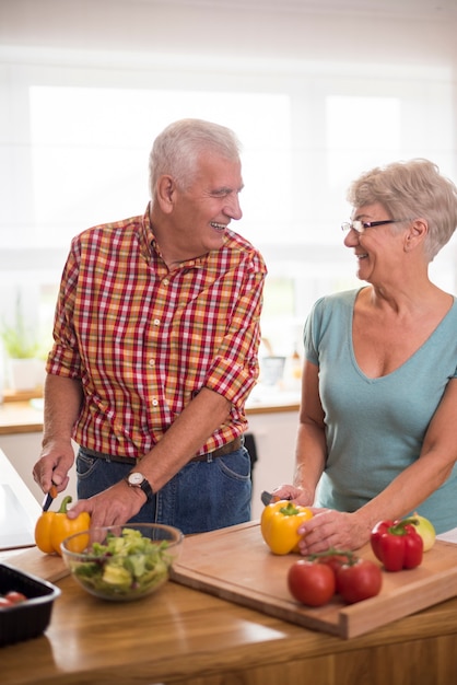 Preparing a meal together can be a great fun