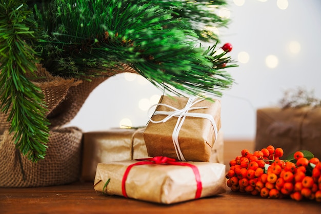 Free photo presents under christmas tree