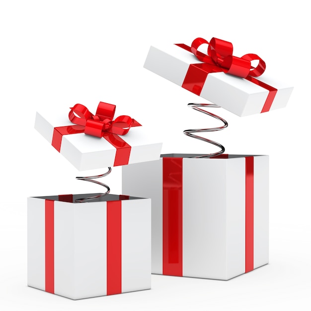 Presents with red ribbon and springs