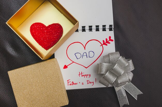 Pretty composition with heart and message for father's day