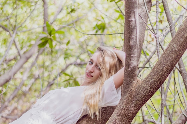 Pretty girl thinking outdoors