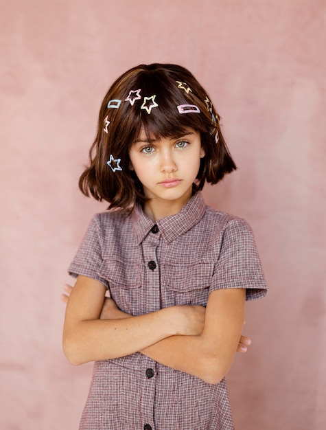 Free Photo pretty girl with hair clips